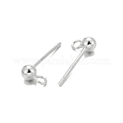 925スターリングシルバースタンドピアスパーツ  スタンプ925個付きイヤリングポスト  銀  14mm  ヘッド：6x3mm  穴：1mm  ピン：0.7mm&nbsp;STER-K167-042B-S
