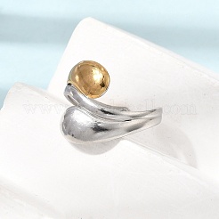 女性用、不規則な形状の304ステンレススチール製オープンリングカフ  ゴールデン·ステンレス鋼色  16.5mm  内径：18mm&nbsp;SA-CBA7062-17GP