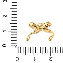 真鍮チャーム  蝶結び  丸カン付き  18KGP本金メッキ  12.5x17x4mm  穴：3mm&nbsp;KK-D364-12G