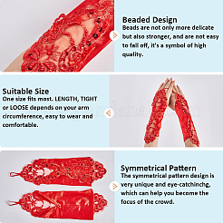 Polyester Long Paillette Embroidery Lace Gloves&nbsp;AJEW-WH20006-119C