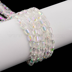 電気メッキガラスビーズセット  多面カット  ABカラー  コラム  クリアAB  4x5~6mm  穴：1mm  約80個/連  40~48cm&nbsp;EGLA-D031-01-01