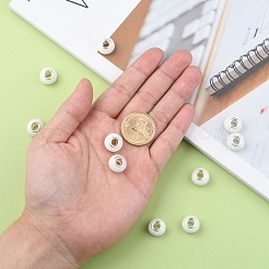 ランプワークヨーロピアンビーズ  シルバーカラーの真鍮コアと  ロンデル  ホワイト  直径：12mm〜14mm  穴：約4~5mm&nbsp;DA59