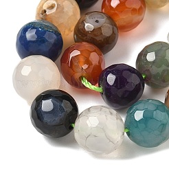 天然石瑪瑙ビーズ連売り  染め＆加熱  多面カット  ラウンド  ミックスカラー  10mm  穴：0.8mm  約37個/連  14.96''（38センチメートル）&nbsp;X-G-M437-C01-01T
