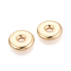 304ステンレススチールビーズ  ディスク  18KGP本金メッキ  13x3mm  穴：2.6mm&nbsp;STAS-T074-55G