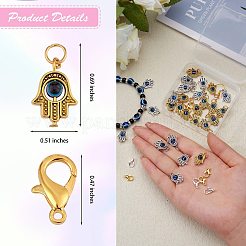 DIYペンダントデコレーション作成キット  ナザールボンジュウのペンダントとロブスターの爪の留め金が付いた合金ハムサの手を含む  ミックスカラー  60個/箱&nbsp;DIY-SZ0008-06