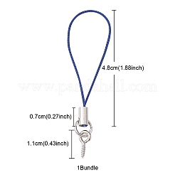 ポリエステルロープ携帯ストラップ  鉄リング、ネジアイピンベイル、亜鉛合金コードエンド付き  ミックスカラー  4.8cm  リング：7mm  終了：7mm  スクリューアイ：11mm&nbsp;MOBA-YWC0001-03