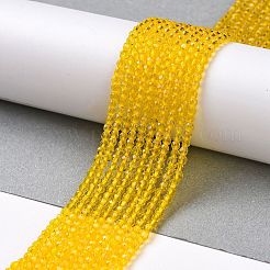 透明ガラスビーズ連売り  多面カットラウンド  ゴールド  2mm  穴：0.8mm  約160~178個/連  13.58 ~14.17インチ（34.5~36cm）&nbsp;GLAA-H021-04-06