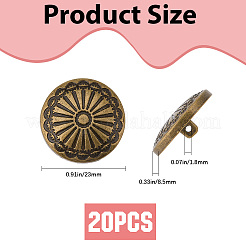 20Pcs 1-Hole Alloy Shank Buttons&nbsp;BUTT-GF0004-10AB