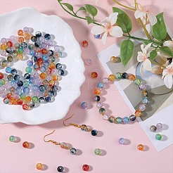 10色透明クラックルガラスビーズ  ラウンド  ミックスカラー  8mm  穴：1.5mm  20個/カラー&nbsp;GLAA-SZ0001-98