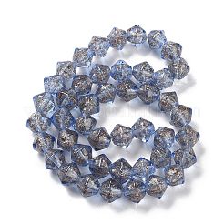 手作りゴールドパウダー入りランプワークビーズ  双円錐形  ライトスチールブルー  11.5x10.5mm  穴：1.5mm  約45個/連  18.90''（48センチメートル）&nbsp;LAMP-Q036-04C