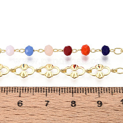 Handmade Glass Beaded & Brass Oval Link Chain&nbsp;KK-N281-05G