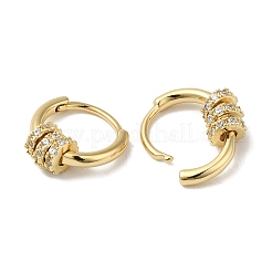 Triple Rings Brass Micro Pave Clear Cubic Zirconia Huggie Hoop Earrings for Women&nbsp;EJEW-C097-11G