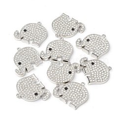 合金ラインストーンペンダント  象のチャーム  カドミウムフリー＆鉛フリー  プラチナ  37.5x42x5mm  穴：2.5mm&nbsp;PALLOY-M206-17P
