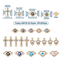 40Pcs 20 Styles Evil Eye Zinc Alloy Enamel Connector Charms&nbsp;ENAM-TA0001-37