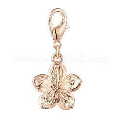 金メッキ亜鉛合金ペンダント  エナメルとカニカン付き  花  ラベンダーブラッシュ  30mm  花：17x14x3mm&nbsp;HJEW-JM00386-02