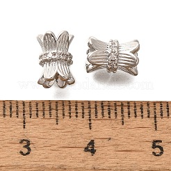 Rack Plating Brass Micro Pave Clear Cubic Zirconia Beads&nbsp;KK-H508-17P