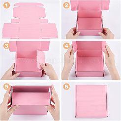 紙箱  テイクアウト容器  ギフト梱包箱  長方形  パールピンク  15x15x5cm&nbsp;LS-CON-WH0072-78