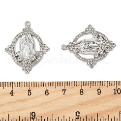 合金ラインストーンペンダント  聖母マリアとオーバル  ラックめっき  プラチナ  32.5x27x2.5mm  穴：1.5mm&nbsp;PALLOY-P312-04P