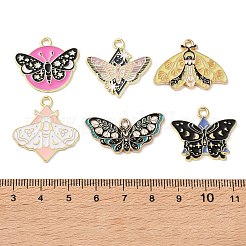 合金エナメルチャーム  蝶のチャーム  ゴールドカラー  ミックスカラー  15.5~26.5x25.5~30x1.5~2mm  穴：1.6~1.8mm  約20個/セット&nbsp;AL-CBADB2B-06G