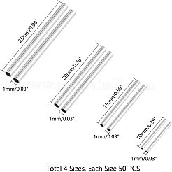 304ステンレスチューブビーズ  ステンレス鋼色  10x1.5mm  15x1.5mm  20x1.5mm  25x1.5mm  穴：1mm  200個/箱&nbsp;STAS-UN0002-71P