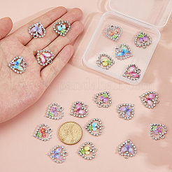 20スタイルの合金ガラスペンダント10個  蝶と花のハート  樹脂と  ミックスカラー  21.5~22x20~21x4~4.5mm  穴：2.3~2.5mm  2個/スタイル&nbsp;DIY-HS0002-04