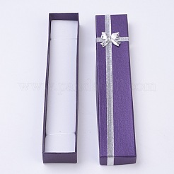 厚紙のジュエリーボックス  ネックレスボックス  ちょう結びに  長方形  ダークスレートブルー  215x40x25mm&nbsp;LS-CBOX-WH0001-B01