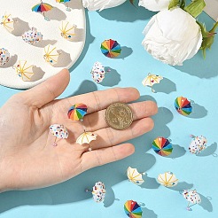 10個のレジンペンダント  黄金の鉄のパーツと  3d傘  ホワイト  19x22x22mm  穴：2mm&nbsp;CRES-YW0002-65A