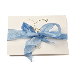 紙の結婚式の誓いのカード  プラスチックの鍵とオーガンジーのリボン付き  ライトスカイブルー  200x139x1mm&nbsp;AJEW-WH0258-902B