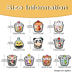 50 個 10 スタイル PVC プラスチックカボション  アニマルミルクティーカップ  ミックスカラー  30~33x19.5~26.5x3~4.5mm  5個/スタイル&nbsp;KY-CJ0001-98