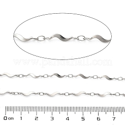 304ステンレススチールウェーブリンクバーチェーン  ハンダ付け  ステンレス鋼色  15x3x2mm&nbsp;CHS-A016-55P-A