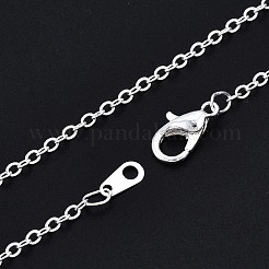 真鍮製アズキチェーンネックレス  ラックめっき  合金ロブスター留め金付き  銀  40x0.15cm&nbsp;MAK-S072-18S