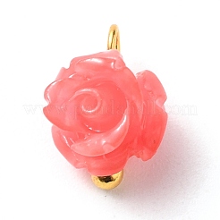 合成サンゴチャーム  金色の真鍮ボールヘッドピン付き  花  ミックスカラー  9x7x6.5mm  穴：1.6mm&nbsp;X-PALLOY-JF00558-03
