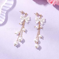 Bowknot ABS Imitation Pearl Beads Dangle Stud Earrings&nbsp;EJEW-TA00755