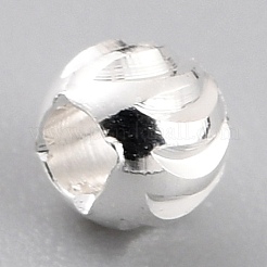真鍮ビーズ  カドミウムフリー＆鉛フリー  長持ちメッキ  コルゲートラウンド  925銀メッキ  3x2.5mm  穴：1.2mm&nbsp;KK-O133-315B-S