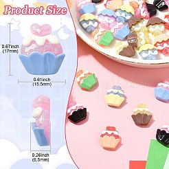 30本6色樹脂カボション  カップケーキ  ミックスカラー  17x15.5x6.5mm  5個/カラー&nbsp;CRES-CJ0001-72