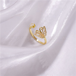 Adjustable Brass Micro Pave Cubic Zirconia Cuff Rings&nbsp;FS-WGDCDFA-01