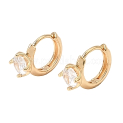 Brass Micro Pave Cubic Zirconia Hoop Earrings&nbsp;KK-CBAD29A-06G