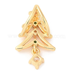 真鍮チャーム  キュービックジルコニア付き  ゴールドカラー  クリスマスツリー  17x11x6mm  穴：6x2.5mm&nbsp;KK-C032-01B