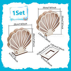 Shell Shaped Basswood Plywood Storage Boxes with Visible Window&nbsp;AJEW-WH0819-010