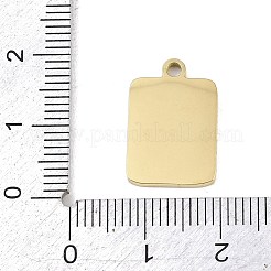 303ステンレススチールペンダント  長方形チャーム  エナメル  イオンプレーティング（ip）  ゴールドカラー  18x12x1.8mm  穴：1.8mm&nbsp;STAS-K325-04G