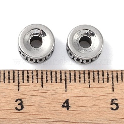 316サージカルステンレススチールスペーサービーズ  フラットラウンド  アンティークシルバー  8x4.5mm  穴：2.5mm&nbsp;STAS-P362-18AS