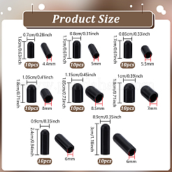 シリコン耐性カバー80個（8色）  ブラック  16~30x7~11.5mm  内径：4.4~8.5mm  10個/スタイル&nbsp;FIND-NB0007-49A