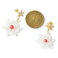 Christmas Snowflake Glass Seed Braided Dangle Earrings&nbsp;EJEW-MZ00233-02