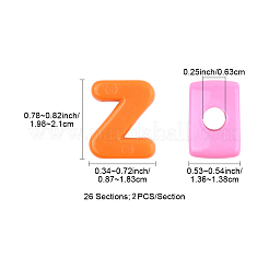 52個26スタイル不透明アクリルヨーロピアンビーズ  大穴ビーズ  文字az  ミックスカラー  19.8~21x8.7~18.3x13.6~13.8mm  穴：6.3mm  2個/スタイル&nbsp;OACR-FS0002-08
