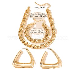Simple Style Alloy Curb Chain Bracelets & Necklaces & Triangle Stud Earrings Sets for Women&nbsp;FS-WG4F616-01