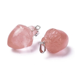 ウォーターメロンストーンガラスペンダント  プラチナブラスループ付き  食べ物  24~25x15.5~16mm  穴：6.5x2.7mm&nbsp;G-G842-01E
