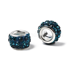 Polymer Clay Rhinestone European Large Hole Beads with Silver Color Plated Brass Cores&nbsp;FPDL-R002-04