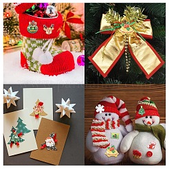 クリスマステーマの不透明樹脂カボション100個  混合図形  ミックスカラー  5~10x5~10x3~4mm&nbsp;CRES-YW0002-56