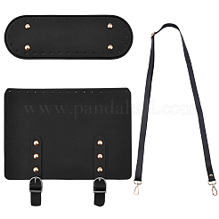 PUレザーバッグ底部とハンドル1セット  女性用バッグ手作りdiyアクセサリー  ブラック  3pc&nbsp;AJEW-CL0001-62A