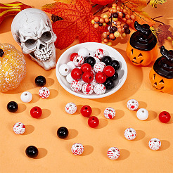 Halloween Theme Printed Natural Wooden Beads&nbsp;WOOD-ME0001-07